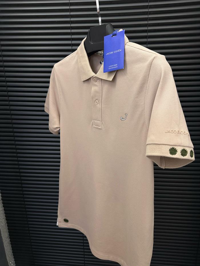 Nakış Logolu Kol Detaylı Yakalı T-Shirt