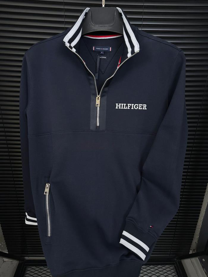 Nakış Logolu Yarım Fermuar Sweatshirt