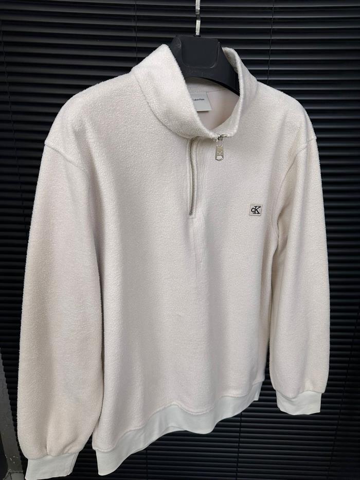 Nakış Logolu Yarım Fermuar Peluş Sweatshirt