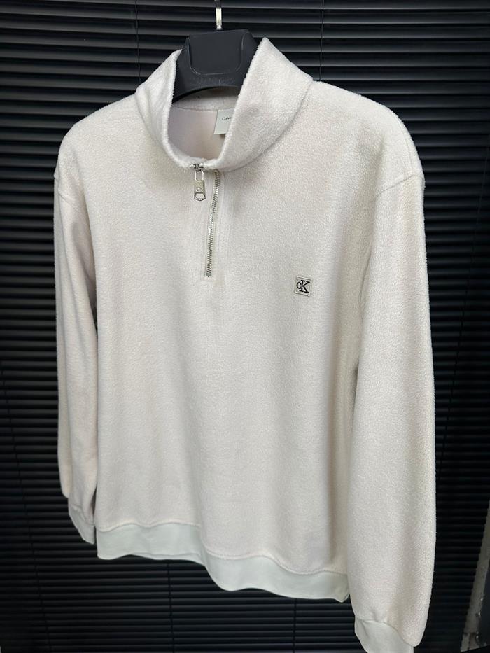 Nakış Logolu Yarım Fermuar Peluş Sweatshirt