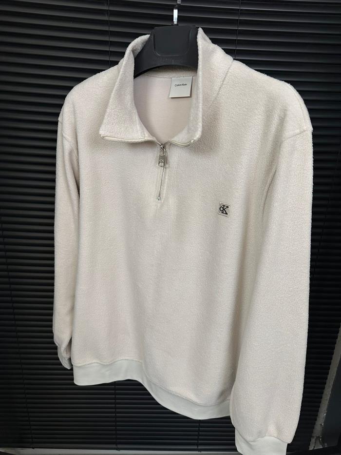 Nakış Logolu Yarım Fermuar Peluş Sweatshirt