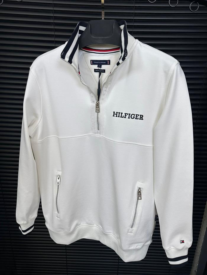 Nakış Logolu Yarım Fermuar Sweatshirt