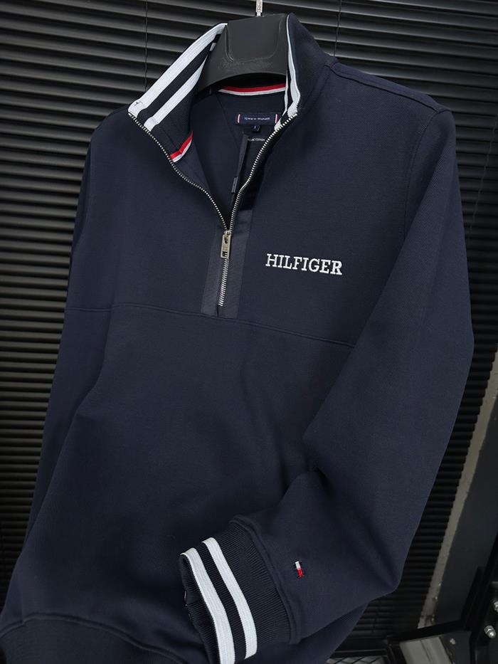 Nakış Logolu Yarım Fermuar Sweatshirt