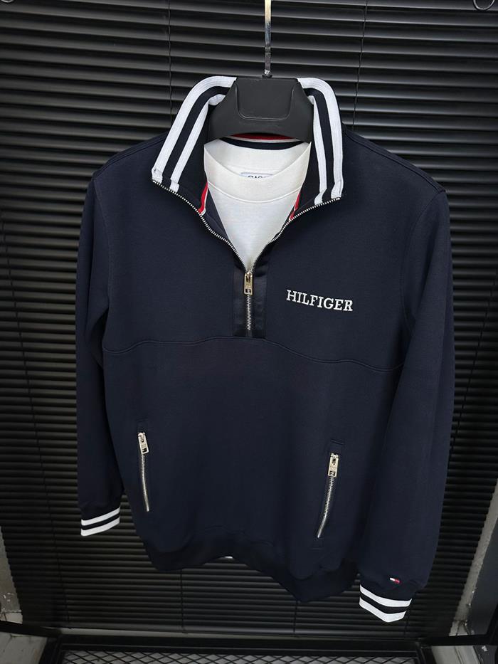Nakış Logolu Yarım Fermuar Sweatshirt
