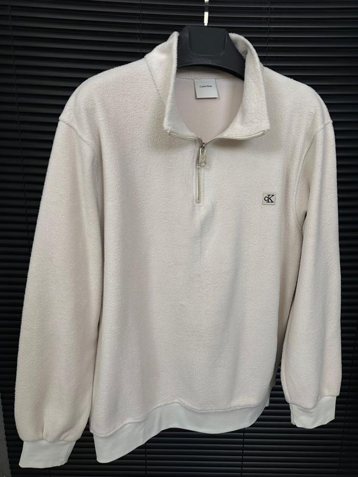 Nakış Logolu Yarım Fermuar Peluş Sweatshirt