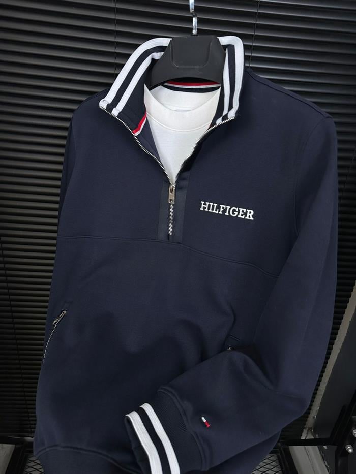 Nakış Logolu Yarım Fermuar Sweatshirt