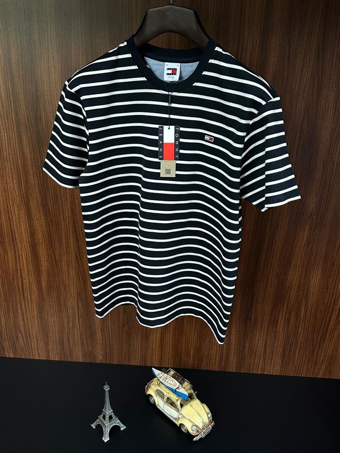 Nakış Logolu Çizgili T-Shirt