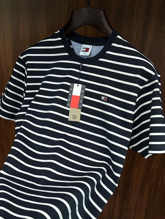 Nakış Logolu Çizgili T-Shirt