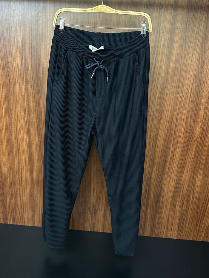 Çizgili Beli Lastikli Pantolon