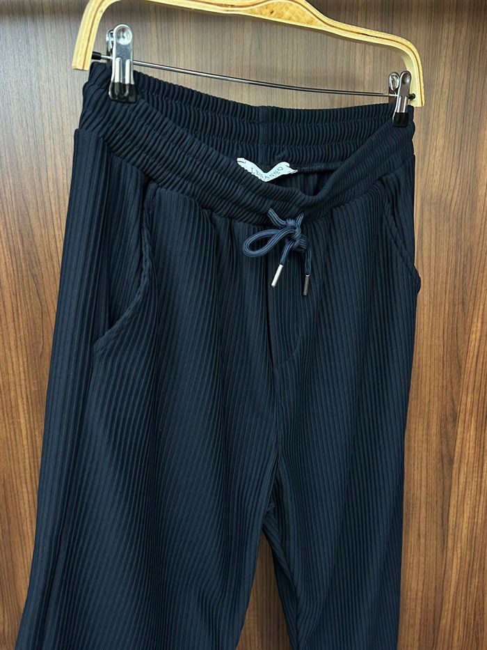 Çizgili Beli Lastikli Pantolon