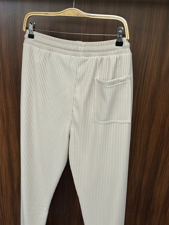 Çizgili Beli Lastikli Pantolon