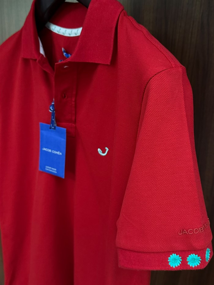 Kol Ve Göğüs Nakış Detaylı Yakalı T-Shirt