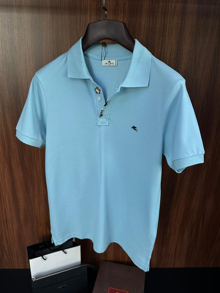 Nakış Armalı Boncuk Detaylı Yakalı T-Shirt