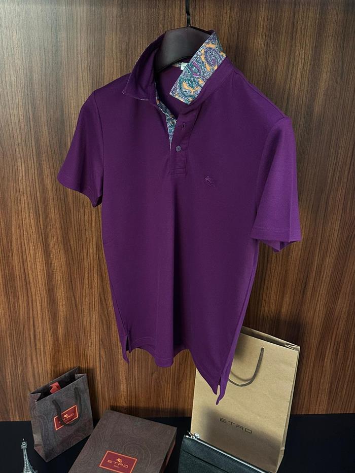 Yaka Desen Detaylı Pike Kumaş Yakalı T-Shirt