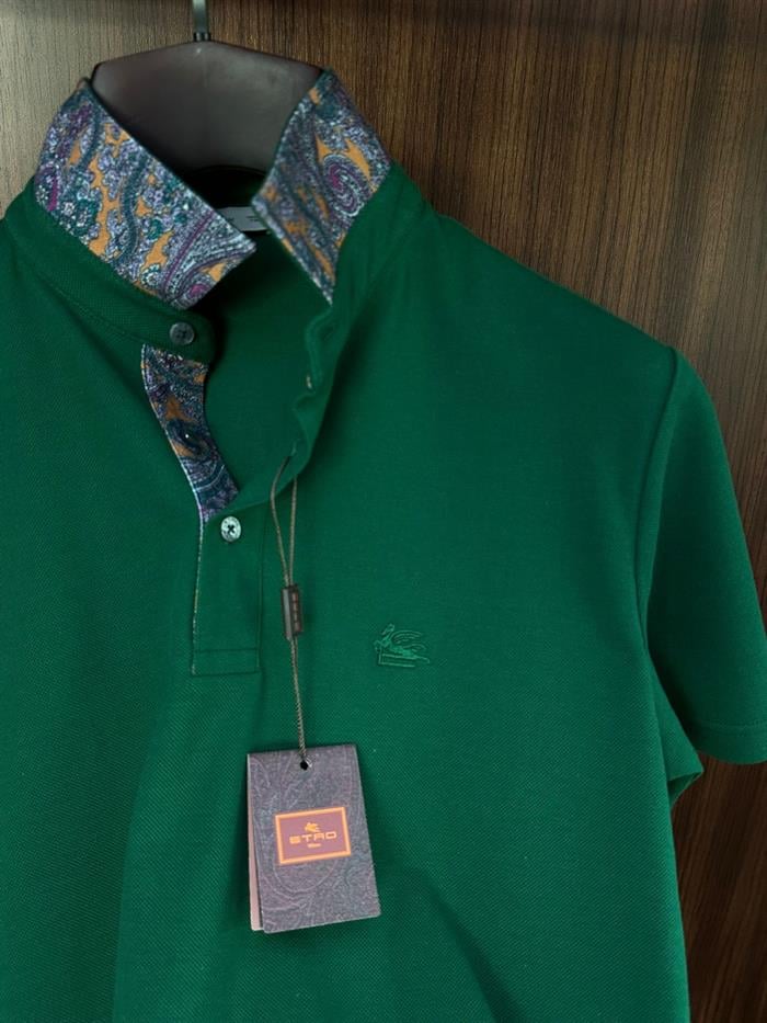 Yaka Desen Detaylı Pike Kumaş Yakalı T-Shirt