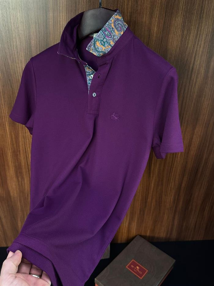 Yaka Desen Detaylı Pike Kumaş Yakalı T-Shirt