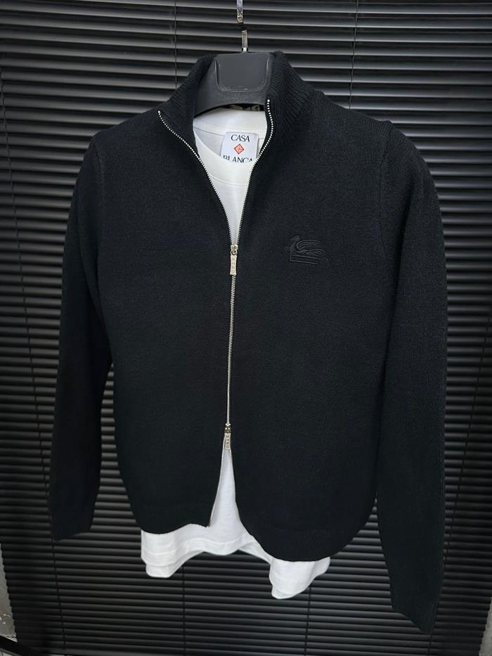 Nakış Logolu Fermuar Detaylı Yün Hırka