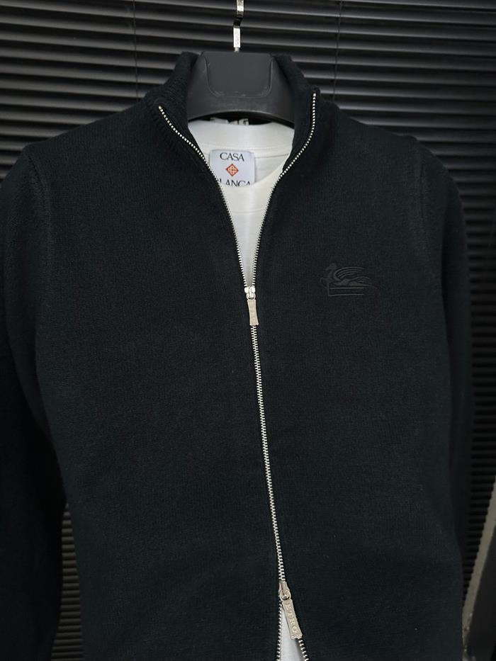 Nakış Logolu Fermuar Detaylı Yün Hırka