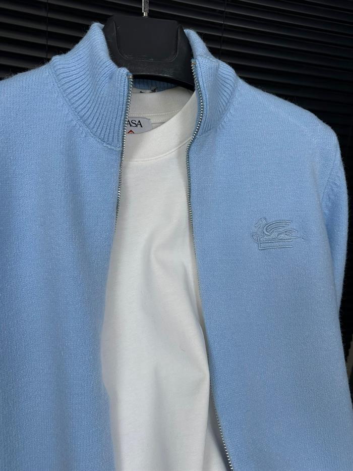 Nakış Logolu Fermuar Detaylı Yün Hırka