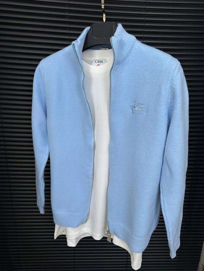 Nakış Logolu Fermuar Detaylı Yün Hırka