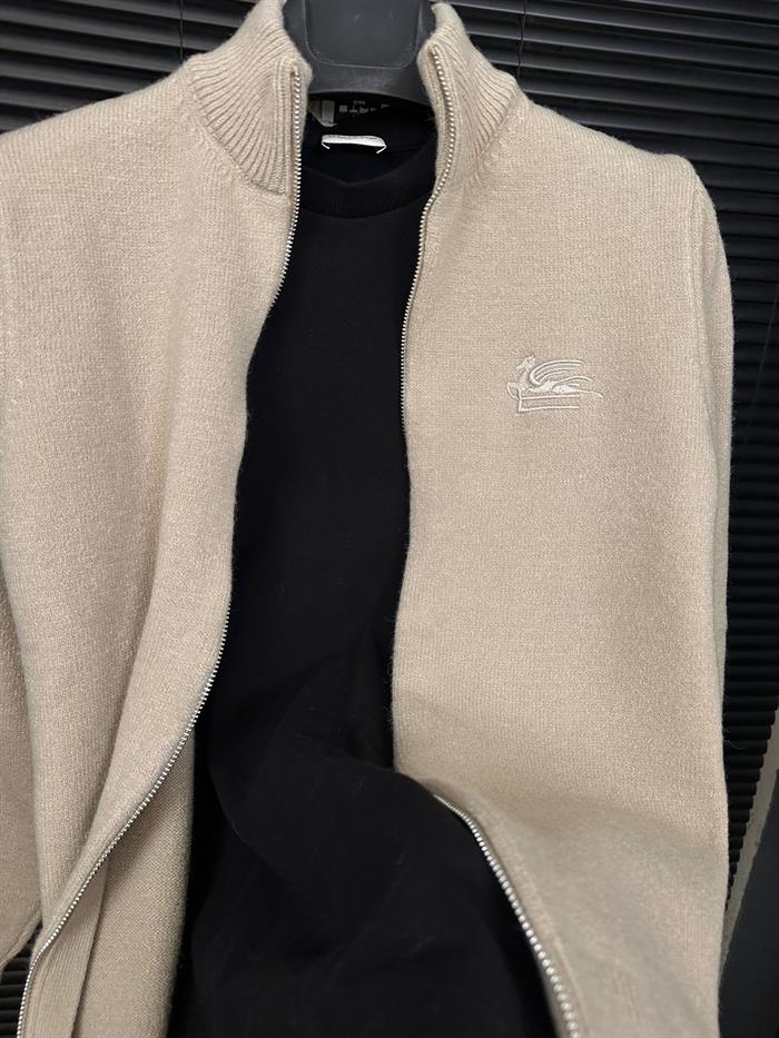 Nakış Logolu Fermuar Detaylı Yün Hırka