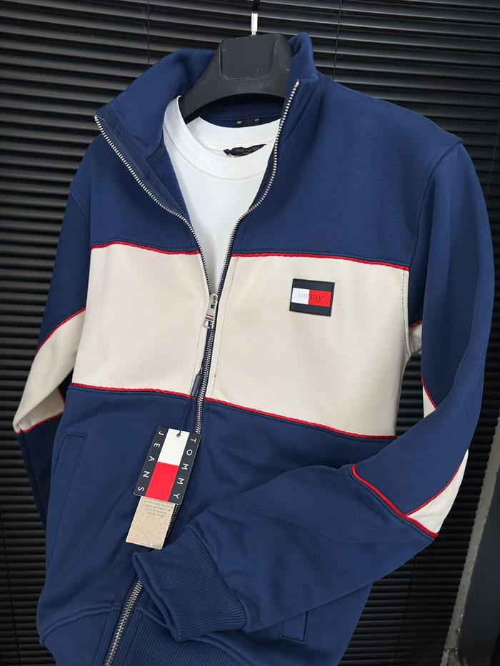 Nakış Sırt Yazılı Gögüs Logolu Fermuarlı Sweatshirt