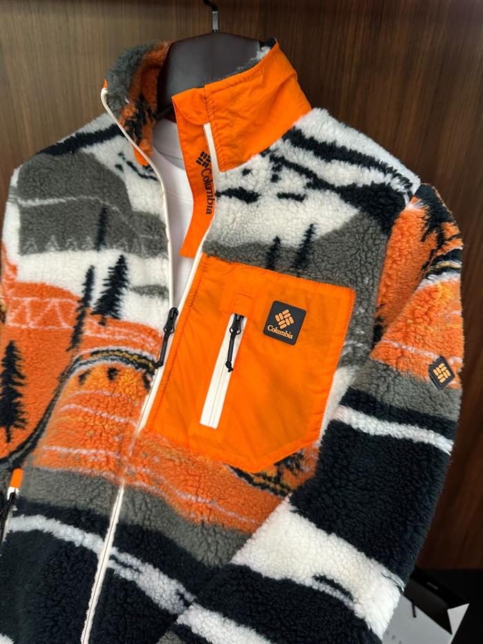 Winter Desenli Cepli Kalın Peluş Ceket