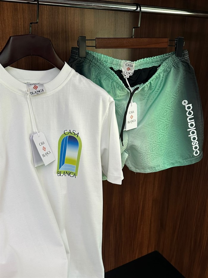 Jacquard Printed Yazılı Deniz Şortu