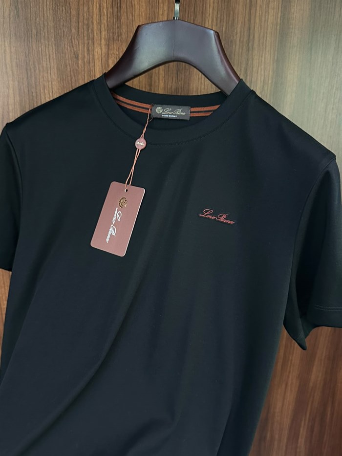 Nakış İşlemeli Bisiklet Yaka T-Shirt