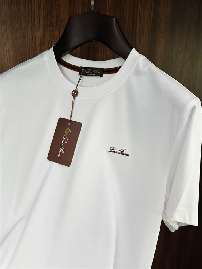 Nakış İşlemeli Bisiklet Yaka T-Shirt