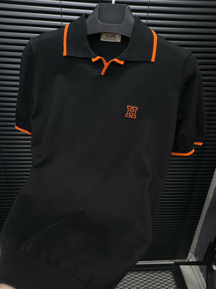 Nakış Marka Logo Baskılı Triko Yakalı T-Shirt - Beyaz