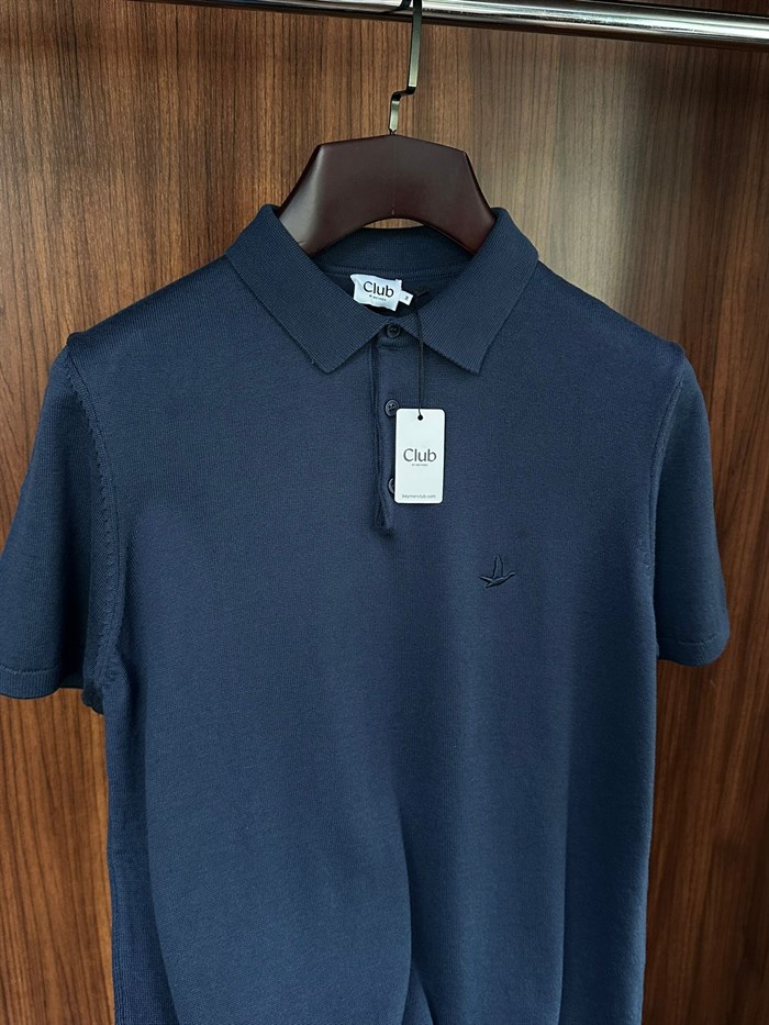 Nakış Kabartma Logolu Triko Yakalı T-Shirt