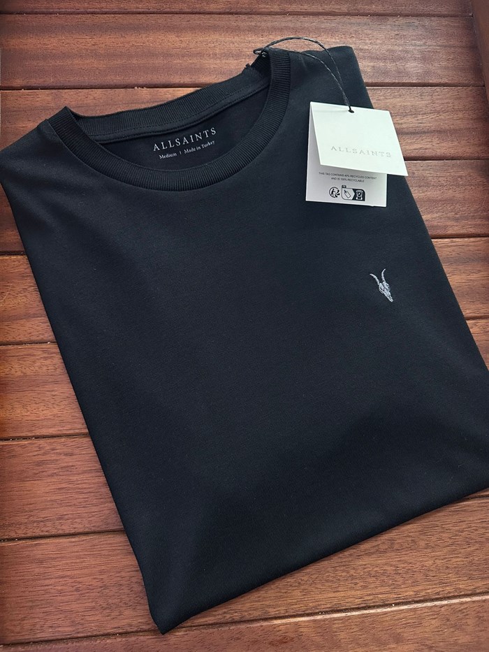 Nakış Logolu Bisiklet Yaka Triko T-Shirt