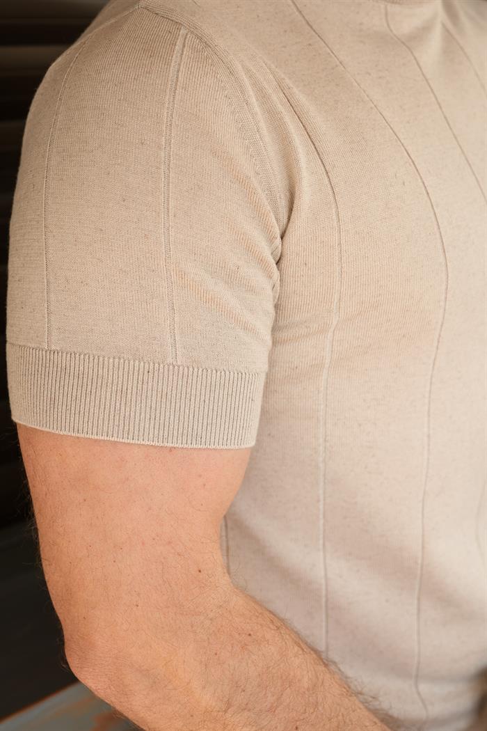 Nakış Logolu Bisiklet Yaka Triko T-Shirt