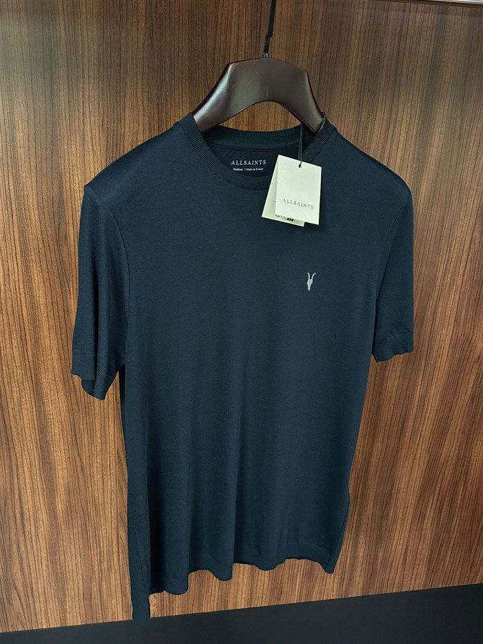Nakış Logolu Bisiklet Yaka Triko T-Shirt
