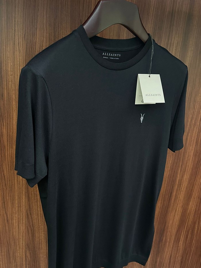 Nakış Logolu Bisiklet Yaka Triko T-Shirt