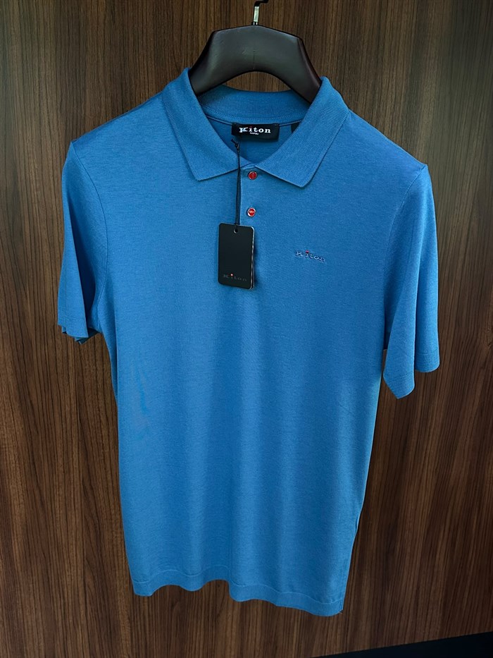 Nakış Logolu Kaşmir Kumaş Yakalı T-Shirt