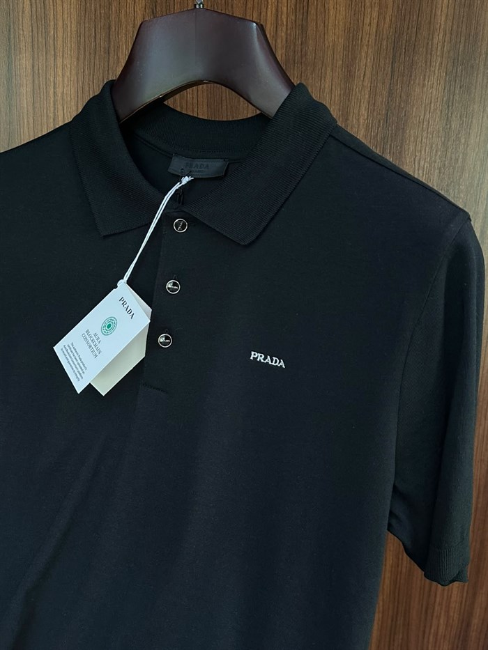 Nakış Logolu Kaşmir Kumaş Yakalı T-Shirt