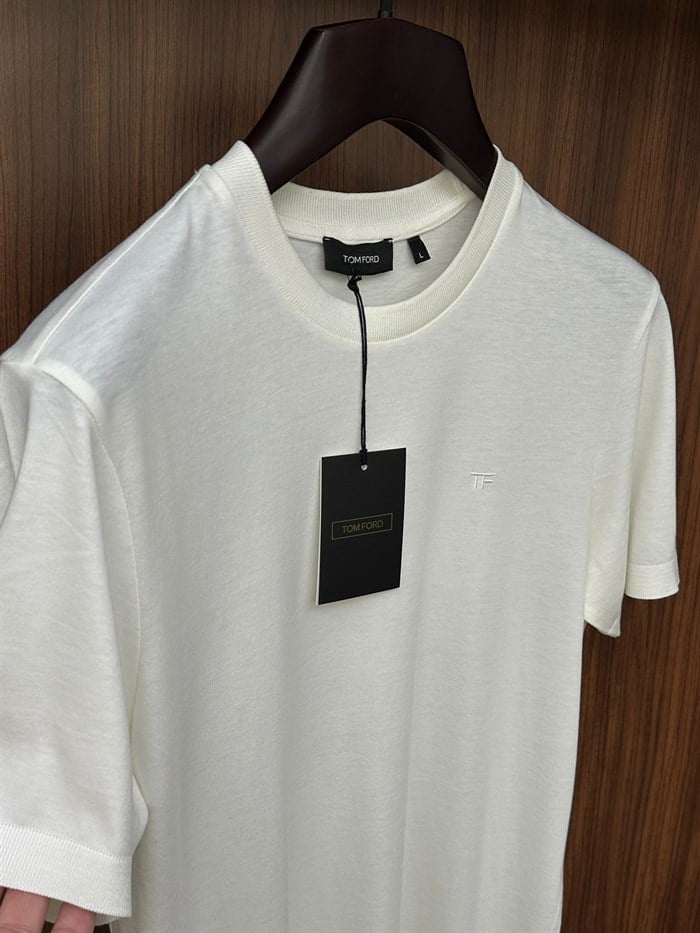 Nakış Logolu Kaşmir Kumaş T-Shirt