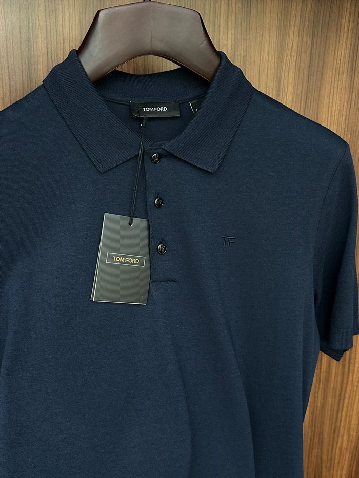 Nakış Logolu Kaşmir Kumaş Yakalı T-Shirt