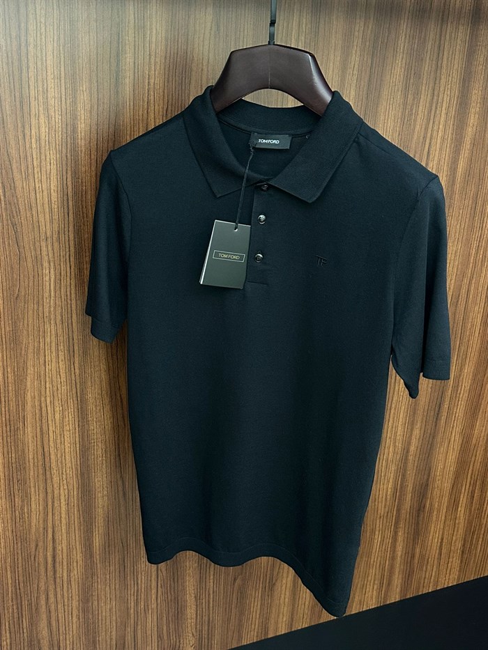 Nakış Logolu Kaşmir Kumaş Yakalı T-Shirt
