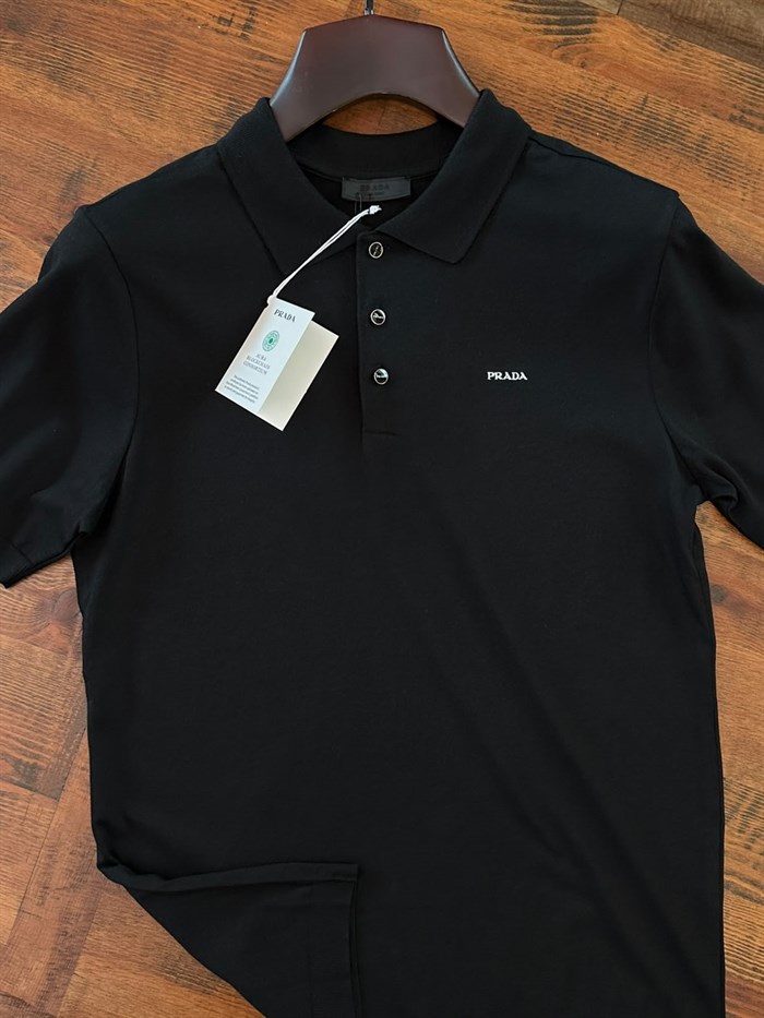 Nakış Logolu Kaşmir Kumaş Yakalı T-Shirt