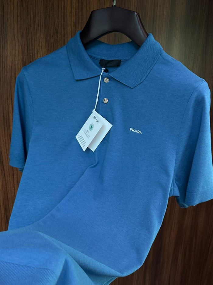 Nakış Logolu Kaşmir Kumaş Yakalı T-Shirt