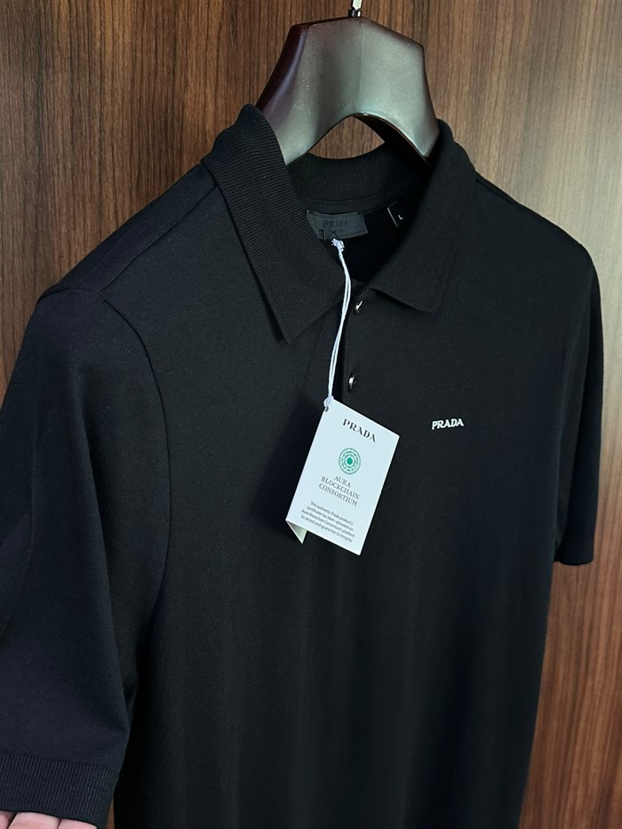 Nakış Logolu Kaşmir Kumaş Yakalı T-Shirt