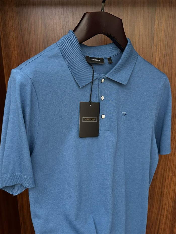 Nakış Logolu Kaşmir Kumaş Yakalı T-Shirt