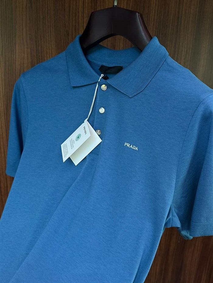 Nakış Logolu Kaşmir Kumaş Yakalı T-Shirt
