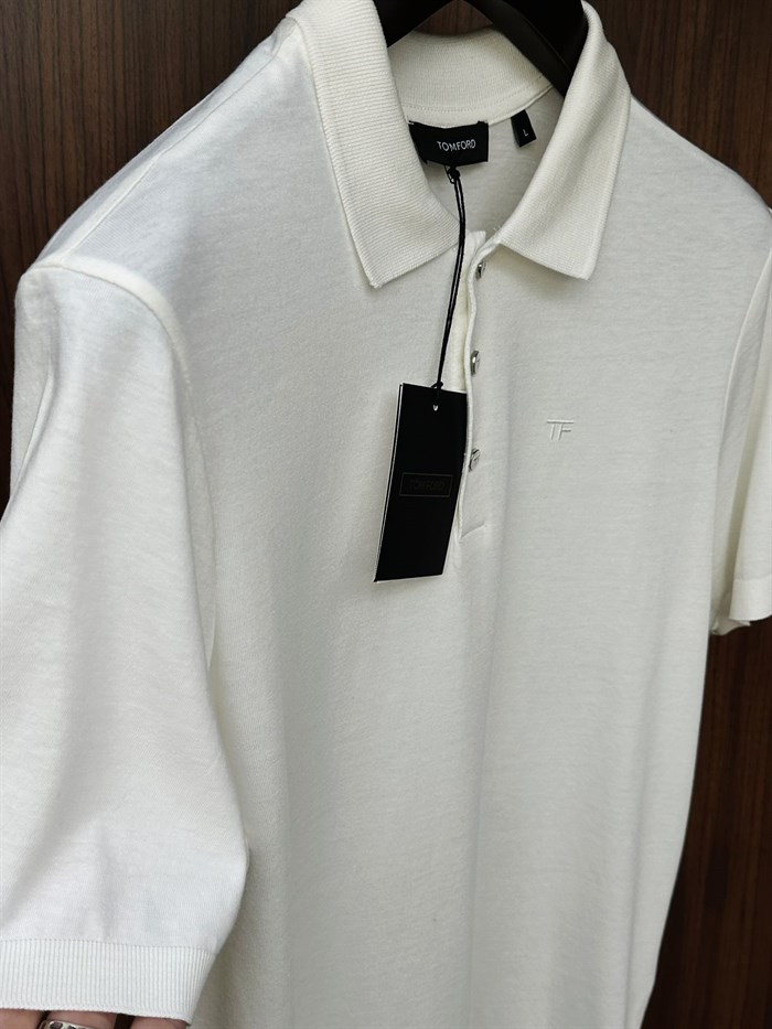 Nakış Logolu Kaşmir Kumaş Yakalı T-Shirt