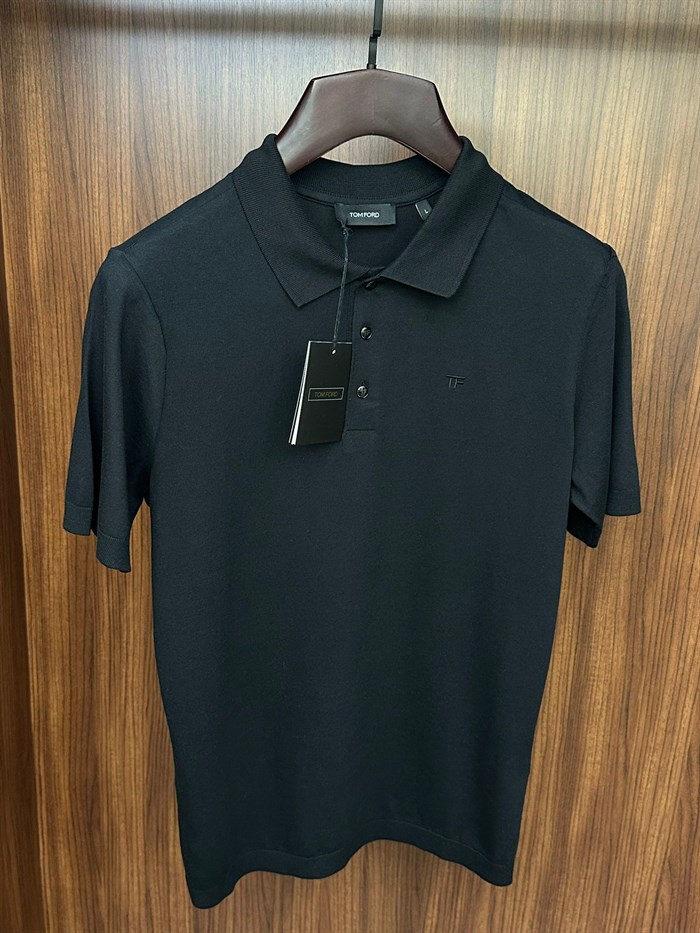 Nakış Logolu Kaşmir Kumaş Yakalı T-Shirt