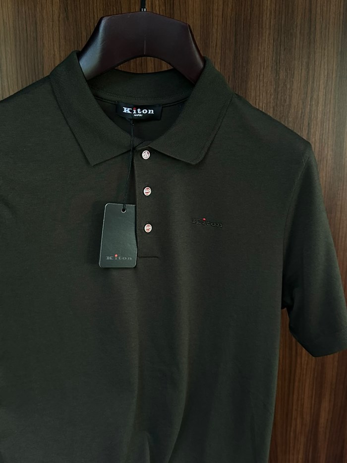 Nakış Logolu Kaşmir Kumaş Yakalı T-Shirt