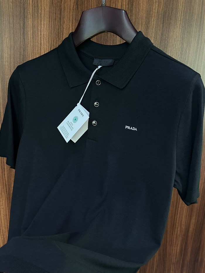 Nakış Logolu Kaşmir Kumaş Yakalı T-Shirt